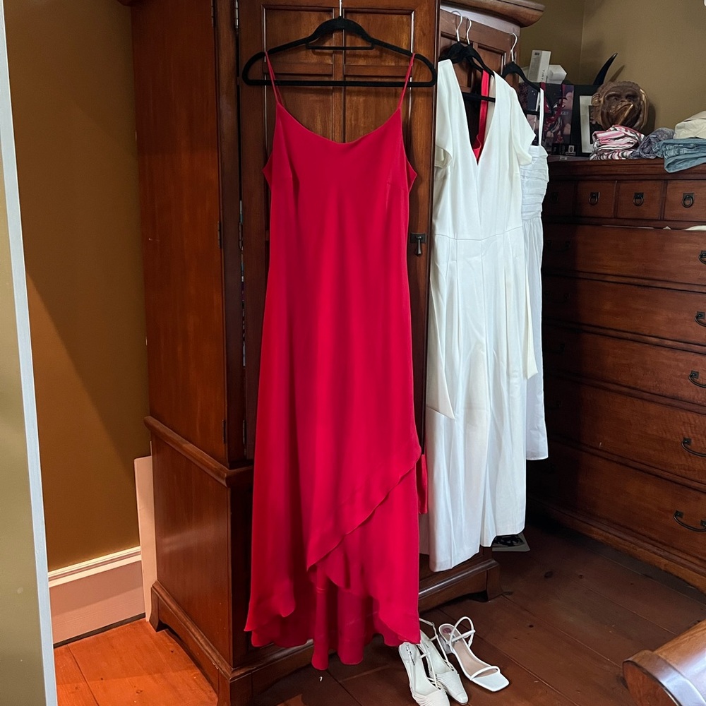 Red Ruffle midi dress